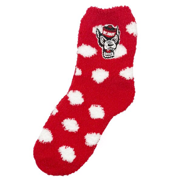 Sock Red - White Dots and Wolfhead